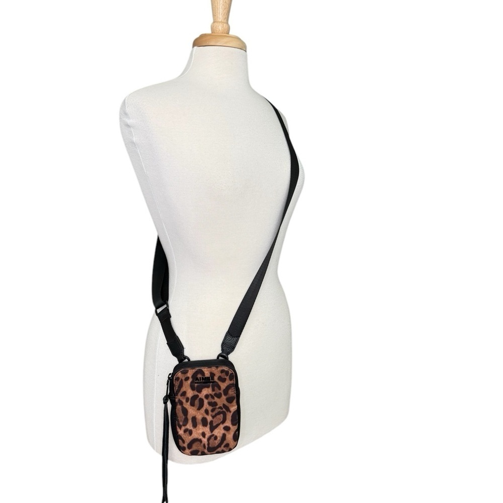 Aimee Kestenberg Nylon/Leather Leopard Crossbody Shoulder Bag Purse